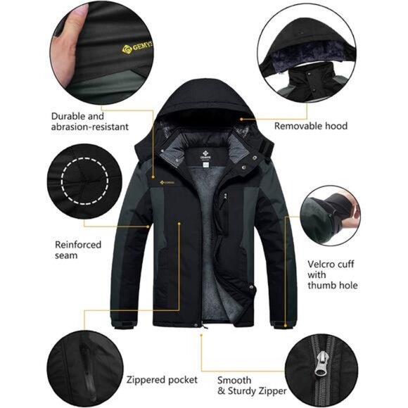 Men's Ski Snow Jacket Warm Winter Waterproof Coat Snowboard Rain Jacket - Picture 3 of 7